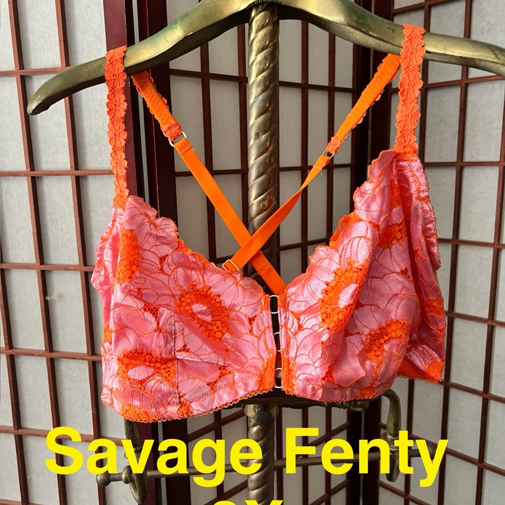 Savage X Fenty Vibrant Orange Lace Bralette